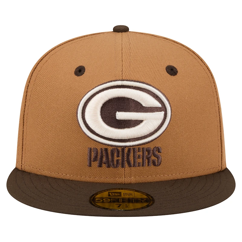 Men's New Era  Light Brown/Dark Brown Green Bay Packers Two-Tone Walnut 59FIFTY Fitted Hat