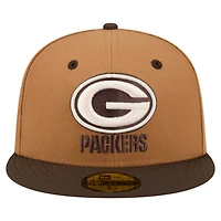 Men's New Era  Light Brown/Dark Brown Green Bay Packers Two-Tone Walnut 59FIFTY Fitted Hat