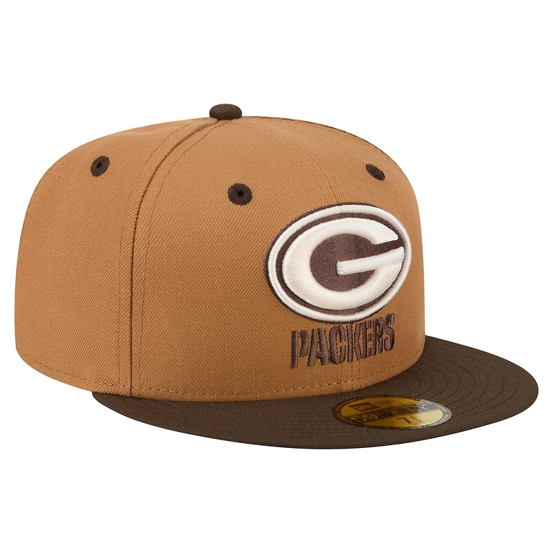 Men's New Era  Light Brown/Dark Brown Green Bay Packers Two-Tone Walnut 59FIFTY Fitted Hat