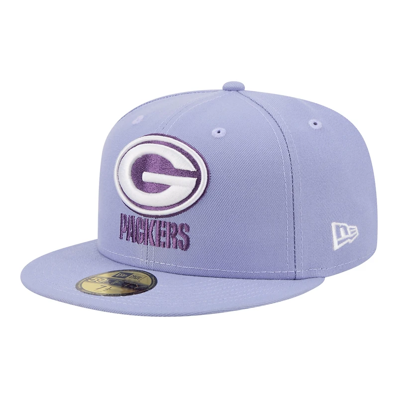 Men's New Era Light Purple Green Bay Packers Lavender Bloom 59FIFTY Fitted Hat
