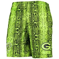 Short d'été vert fluo Green Bay Packers New Era pour homme