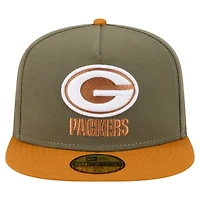 Men's New Era  Olive/Brown Green Bay Packers Color Pack A-Frame 59FIFTY Fitted Hat