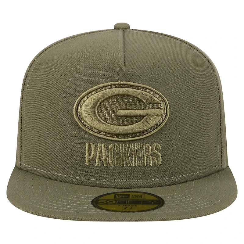 Casquette ajustée A-Frame 59FIFTY pour homme New Era Olive Green Bay Packers Color Pack