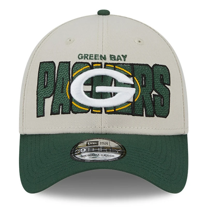 Casquette Flex New Era Stone/Green Green Bay Packers 2023 NFL Draft 39THIRTY pour homme