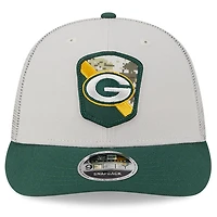 Casquette ajustée 59FIFTY Low Profile 59FIFTY pour hommes New Era Stone/Green Green Bay Packers 2023 Salute To Service