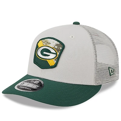 Casquette ajustée 59FIFTY Low Profile 59FIFTY pour hommes New Era Stone/Green Green Bay Packers 2023 Salute To Service