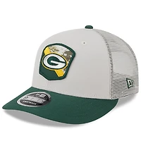 Casquette ajustée 59FIFTY Low Profile 59FIFTY pour hommes New Era Stone/Green Green Bay Packers 2023 Salute To Service