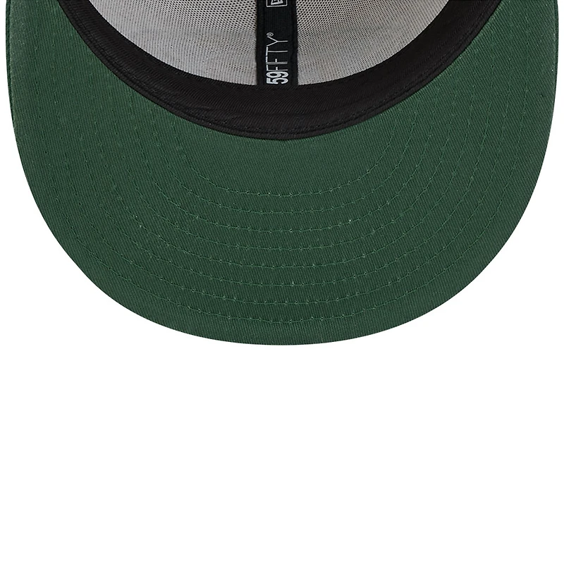 Casquette ajustée 59FIFTY historique New Era Stone/Green Green Bay Packers 2024 Sideline pour hommes