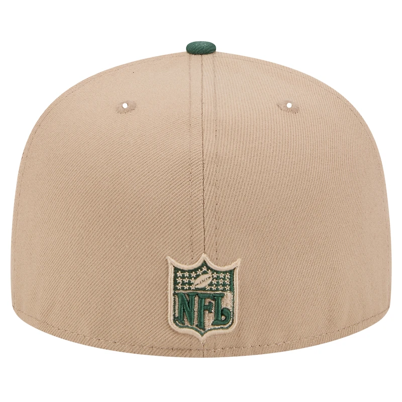 Men's New Era Tan Green Bay Packers Throwback Logo Main 59FIFTY Fitted Hat
