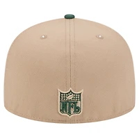 Men's New Era Tan Green Bay Packers  Throwback Logo Main 59FIFTY Fitted Hat