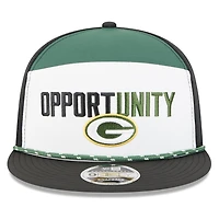 Men's New Era White/Black Green Bay Packers 2025 Inspire Change Split Panel 9FIFTY Snapback Hat