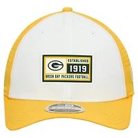 Men's New Era  White/Gold Green Bay Packers Established Patch 9SEVENTY Adjustable Hat