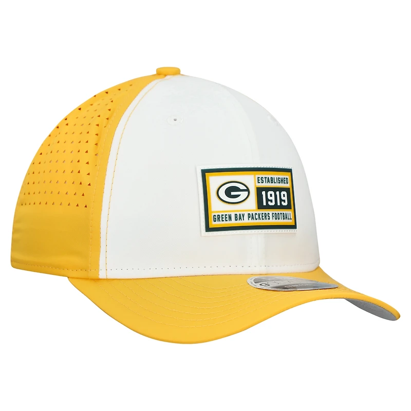 Casquette ajustable 9SEVENTY blanche/dorée des Green Bay Packers de New Era pour homme