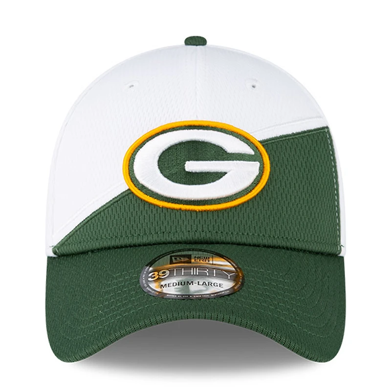 Men's New Era White/Green Green Bay Packers 2023 Sideline 39THIRTY Flex Hat