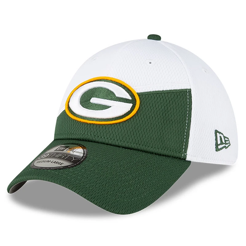 Men's New Era White/Green Green Bay Packers 2023 Sideline 39THIRTY Flex Hat