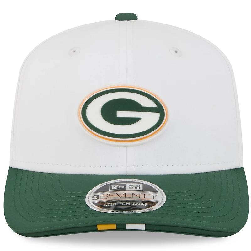Men's New Era White/Green Green Bay Packers 2025 NFL Training Camp 9SEVENTY Adjustable Hat