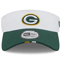 Visière ajustable New Era blanche/verte pour homme, camp d'entraînement NFL 2025 des Green Bay Packers