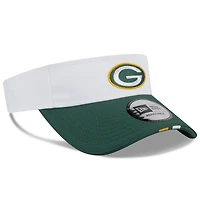 Visière ajustable New Era blanche/verte pour homme, camp d'entraînement NFL 2025 des Green Bay Packers