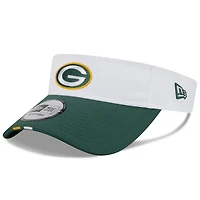 Visière ajustable New Era blanche/verte pour homme, camp d'entraînement NFL 2025 des Green Bay Packers