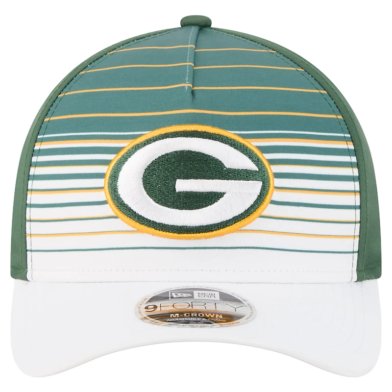 Casquette ajustable New Era 9FORTY M-Crown A-Frame blanche/verte pour homme, motif dégradé Adventure des Green Bay Packers