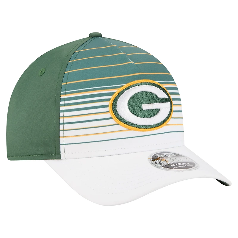 Casquette ajustable New Era 9FORTY M-Crown A-Frame blanche/verte pour homme, motif dégradé Adventure des Green Bay Packers