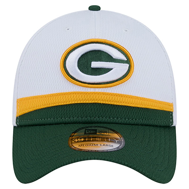 Casquette New Era 39THIRTY Flex blanche/verte pour homme des Green Bay Packers Dashmark Rays