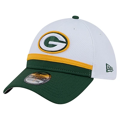 Men's New Era  White/Green Green Bay Packers Dashmark Rays 39THIRTY Flex Hat