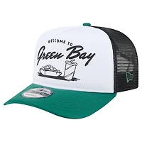 Men's New Era White/Green Green Bay Packers Foodie 9FIFTY A-Frame Trucker Snapback Hat