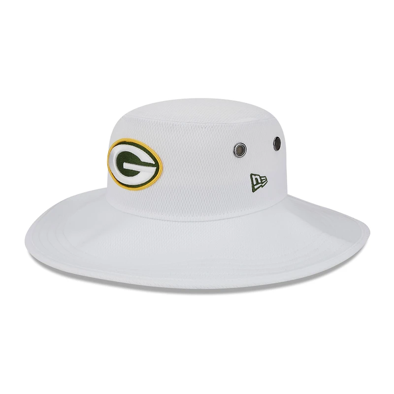 Men's New Era  White Green Bay Packers 2023 NFL Training Camp Panama Bucket Hat