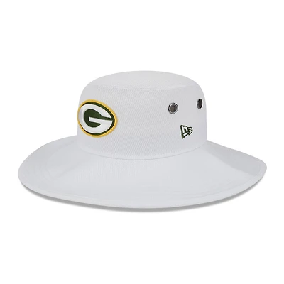 Men's New Era  White Green Bay Packers 2023 NFL Training Camp Panama Bucket Hat