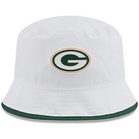 Bob New Era extensible blanche pour homme, camp d'entraînement NFL 2025 des Green Bay Packers