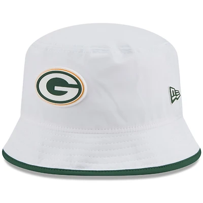 Bob New Era extensible blanche pour homme, camp d'entraînement NFL 2025 des Green Bay Packers