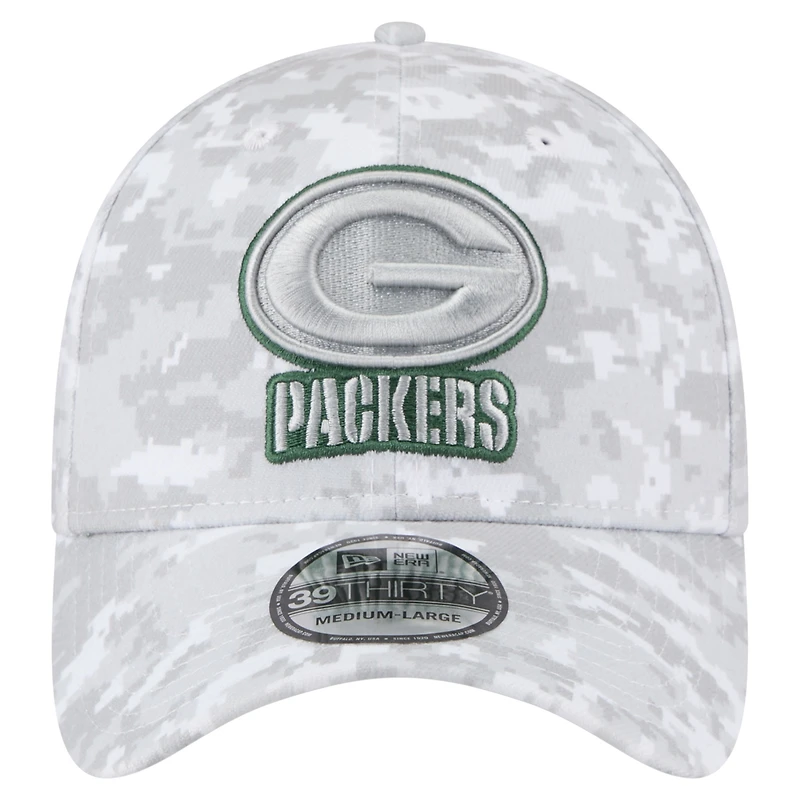 Men's New Era White Green Bay Packers 2025 Salute to Service Fan Pack 39THIRTY Flex Hat