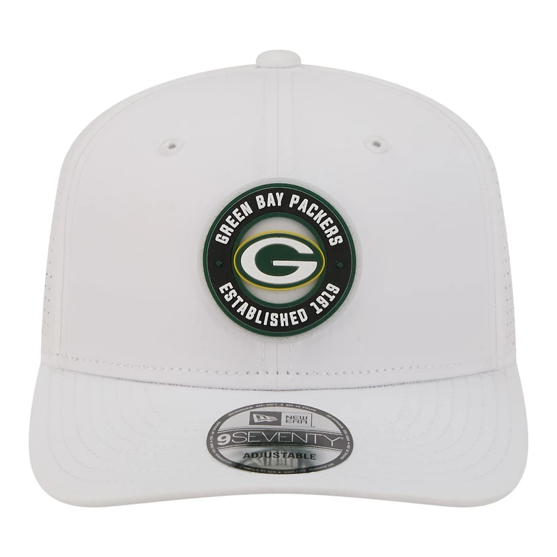 Men's New Era White Green Bay Packers COOLERA 9SEVENTY Adjustable Hat