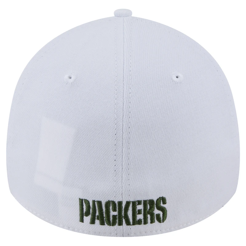Men's New Era White Green Bay Packers Main 39THIRTY Flex Hat