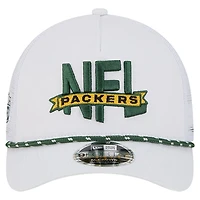 Men's New Era White Green Bay Packers NFL 9FORTY A-Frame M-Crown Adjustable Trucker Hat