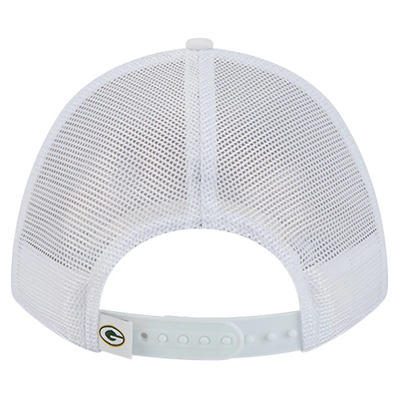 Men's New Era White Green Bay Packers NFL 9FORTY A-Frame M-Crown Adjustable Trucker Hat