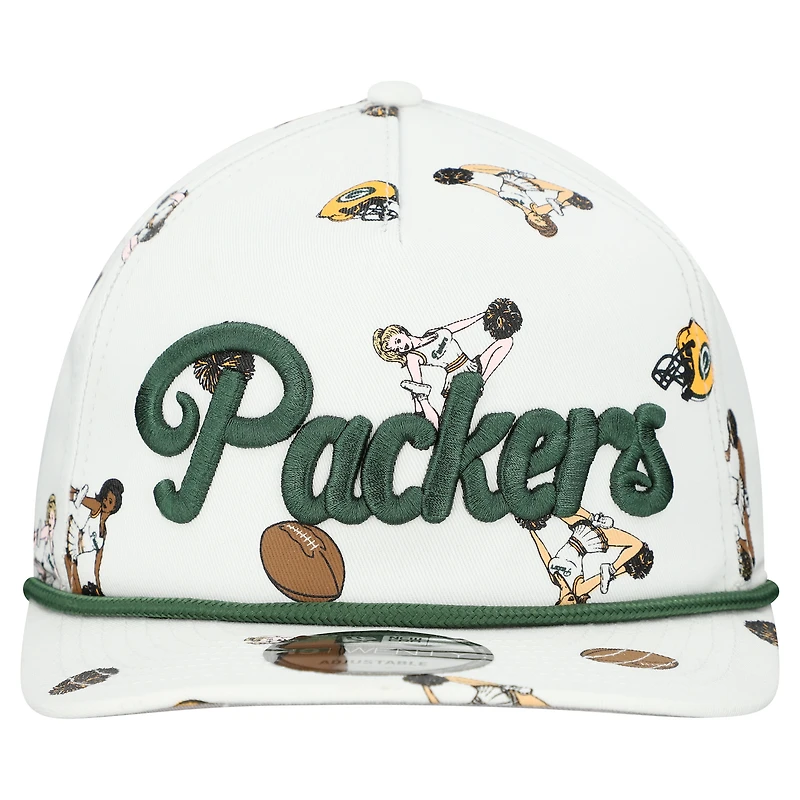 Men's New Era  White Green Bay Packers Team Cheer 19TWENTY Snapback Hat