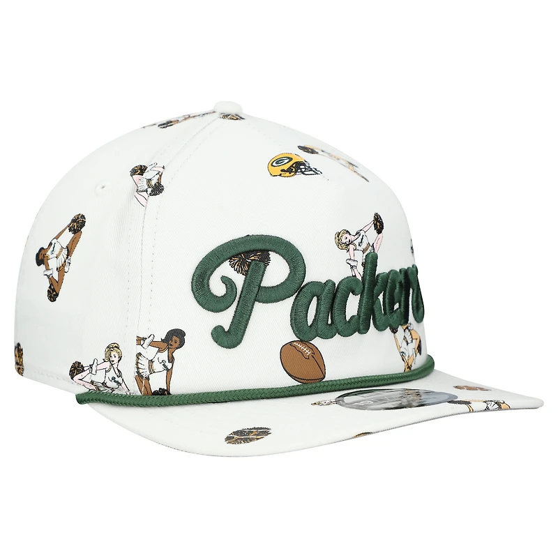 Men's New Era  White Green Bay Packers Team Cheer 19TWENTY Snapback Hat