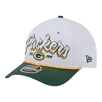 Men's New Era  White Green Bay Packers Team Loyal A-Frame 9FORTY Adjustable Hat