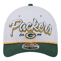 Men's New Era  White Green Bay Packers Team Loyal A-Frame 9FORTY Adjustable Hat