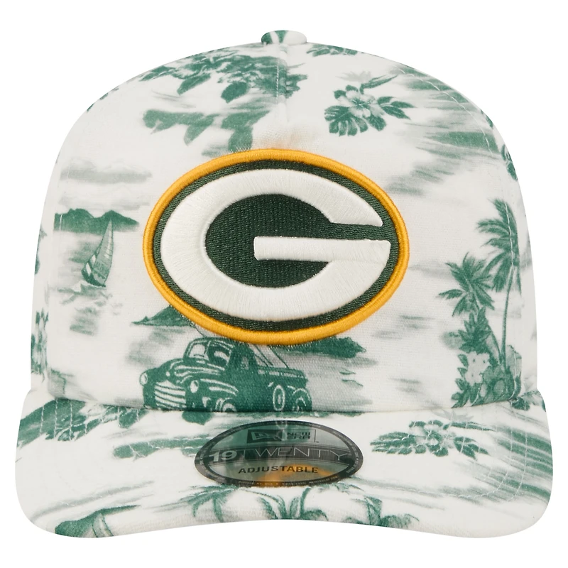 Men's New Era White Green Bay Packers Tropics 19TWENTY Adjustable Hat
