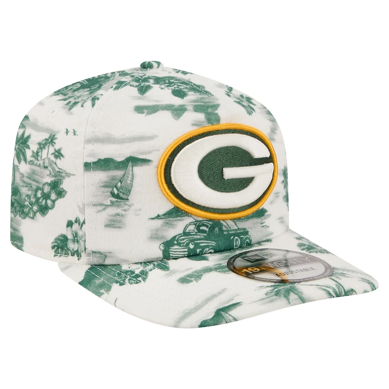 Men's New Era White Green Bay Packers Tropics 19TWENTY Adjustable Hat
