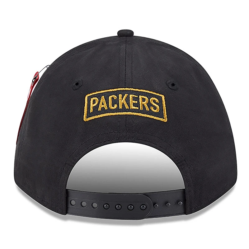 Casquette ajustable A-Frame 9FORTY noire New Era x Alpha Industries pour homme des Green Bay Packers