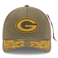 Men's New Era x Alpha Industries  Olive Green Bay Packers A-Frame 9FORTY Adjustable Hat