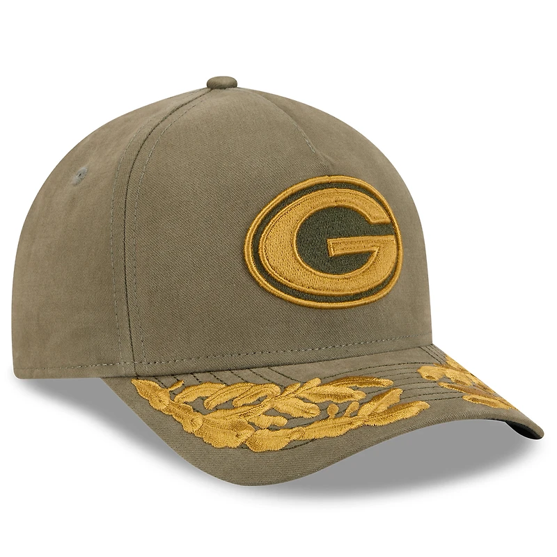 Men's New Era x Alpha Industries Olive Green Bay Packers A-Frame 9FORTY Adjustable Hat