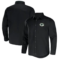 Collection NFL x Darius Rucker pour hommes par Fanatics Chemise boutonnée à manches longues en sergé convertible noire des Green Bay Packers