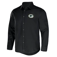 Collection NFL x Darius Rucker pour hommes par Fanatics Chemise boutonnée à manches longues en sergé convertible noire des Green Bay Packers