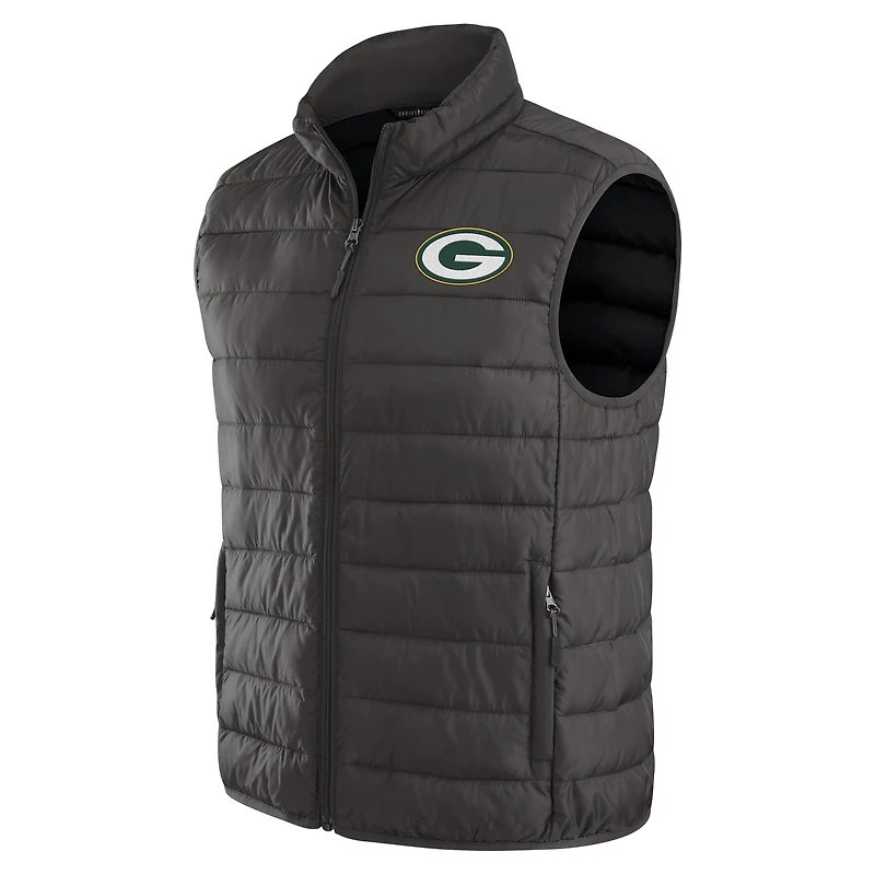 Gilet zippé pliable pour homme de la collection NFL x Darius Rucker par Fanatics, noir, des Green Bay Packers, avec sac voyage