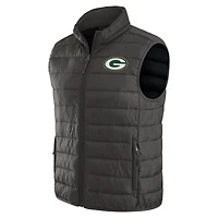Gilet zippé pliable pour homme de la collection NFL x Darius Rucker par Fanatics, noir, des Green Bay Packers, avec sac voyage
